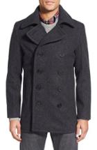 Men's Schott Nyc Slim Fit Wool Blend Peacoat - Grey