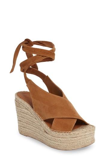 Women's Marc Fisher Ltd Andira Platform Wedge Sandal .5 M - Brown