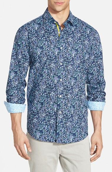 Men's Bugatchi Shaped Fit Paisley Sport Shirt
