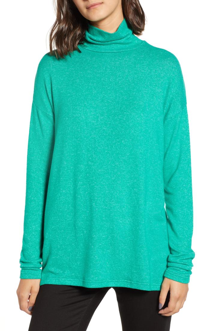 Women's J.crew Supersoft Turtleneck, Size - Green