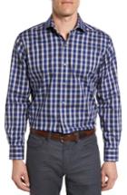 Men's Maker & Company Tailored Fit Grid Check Sport Shirt, Size - Blue