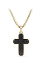 Men's David Yurman Forged Carbon Cross Tag With 18k Gold