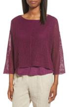 Women's Eileen Fisher Organic Linen Crop Sweater, Size - Purple