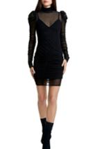 Women's Afrm Angela Mesh Plaid Dress - Black