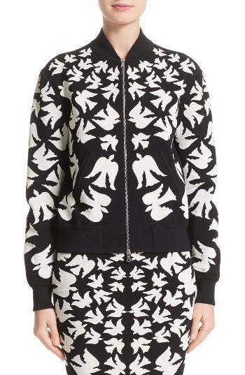 Women's Alexander Mcqueen Swallow Jacquard Bomber - Black