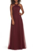 Women's Hayley Paige Occasions High Neck Pleated English Net Gown