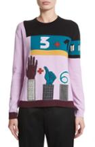 Women's Valentino Counting Number 6 Intarsia Wool & Cashmere Sweater - Purple