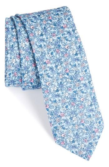 Men's The Tie Bar Floral Buzz Linen Tie, Size - Blue