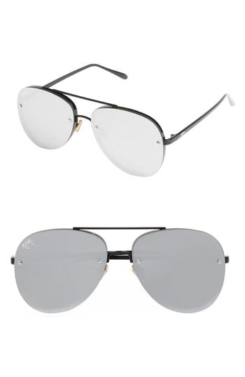 Women's Nem Aviator Sunglasses - Silver/ Dark Black