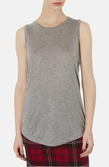 Topshop Crewneck Muscle Tank Light Grey
