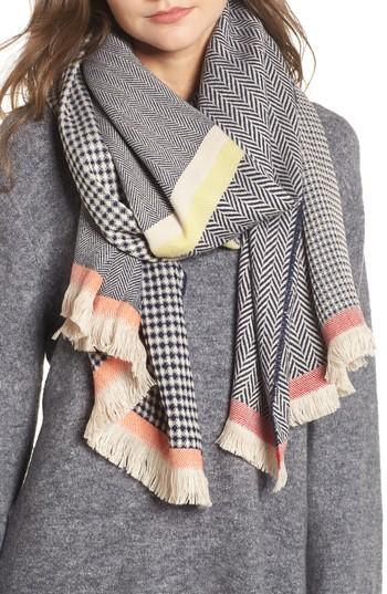 Women's La Double 7 Fringe Woven Scarf, Size - Blue