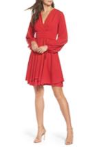 Women's Eliza J Tie Sleeve Fit & Flare Dress - Red