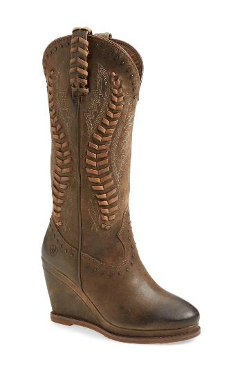 Women's Ariat Nashville Western Wedge Boot .5 M - Brown