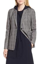 Women's Nordstrom Signature Elbow Patch Plaid Stretch Wool Jacket - Black
