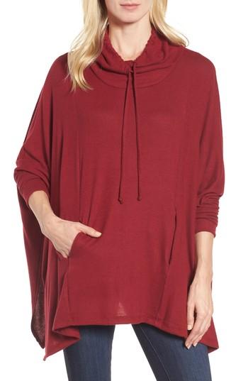 Women's Caslon Knit Poncho Top, Size - Burgundy
