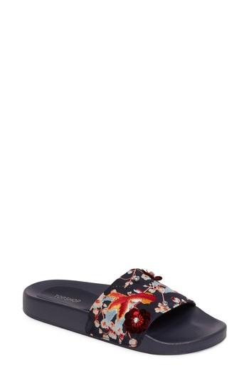 Women's Topshop Herring Goldfish Embellished Slide Sandal .5us / 36eu - Blue