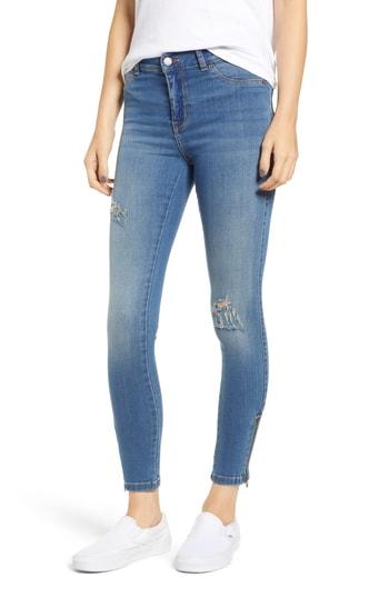 Women's Dr. Denim Supply Co. Domino Distressed Zip Hem Skinny Jeans - Blue