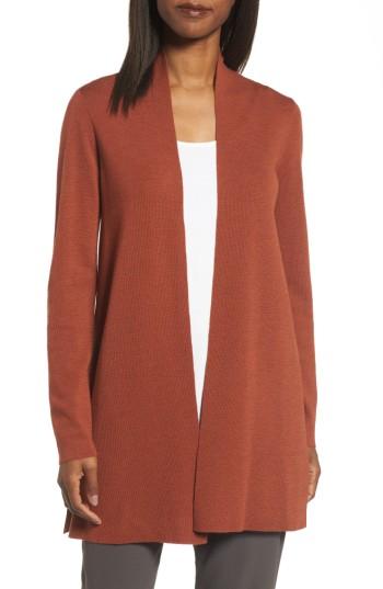 Women's Eileen Fisher Merino Straight Long Cardigan - Red