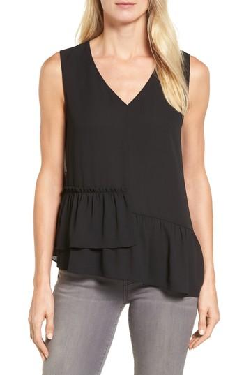 Women's Halogen Drop Ruffle Tank Top - Black