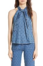 Women's Ulla Johnson Mako Embroidered Denim Top - Blue