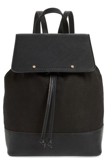Sole Society Canvas & Faux Leather Backpack - Black