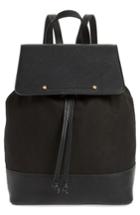 Sole Society Canvas & Faux Leather Backpack - Black