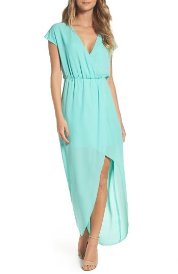 Women's Charles Henry Faux Wrap Woven Maxi Dress - Blue
