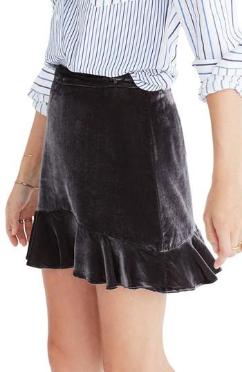 Women's Madewell Ruffle Edge Velvet Skirt