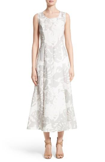 Women's Lafayette 148 New York Carressa Print Linen Midi Dress