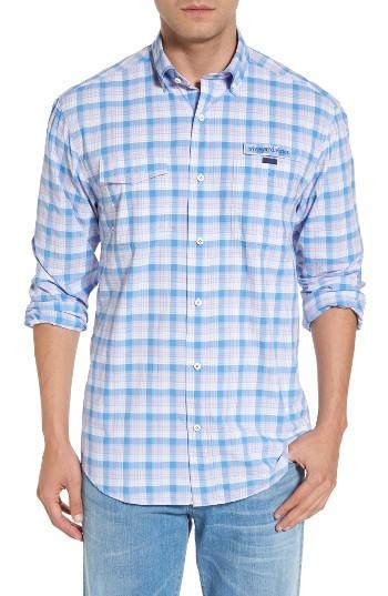Men's Vineyard Vines Regular Fit Check Sport Shirt - Blue