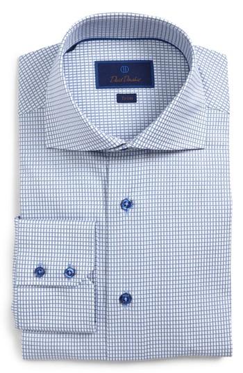 Men's David Donahue Trim Fit Check Dress Shirt - 34/35 - Grey