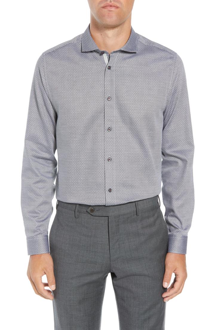 Men's Ted Baker London Brocco Modern Fit Geometric Dress Shirt .5 - Black