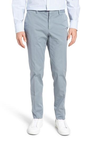 Men's Boss Barlow-d Flat Front Stretch Solid Cotton Trousers R - Blue