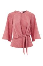 Petite Women's Topshop Petite Spot Knot Front Blouse P Us (fits Like 00p) - Pink