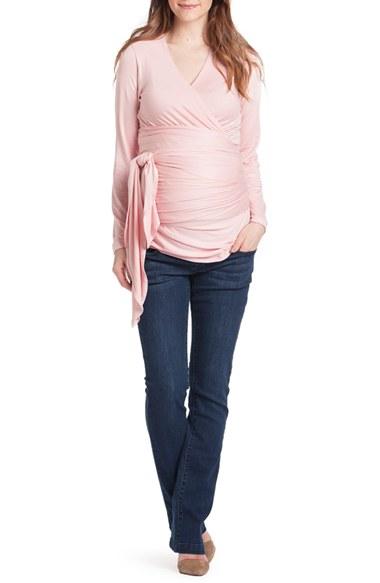 Women's Lilac Clothing Bella Faux Wrap Maternity/nursing Top - Pink