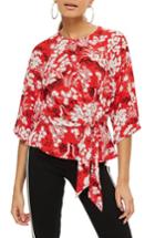 Women's Topshop Fern Knot Front Blouse Us (fits Like 6-8) - Red
