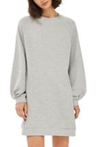 Women's Topshop Balloon Sleeve Sweatshirt Dress Us (fits Like 10-12) - Grey