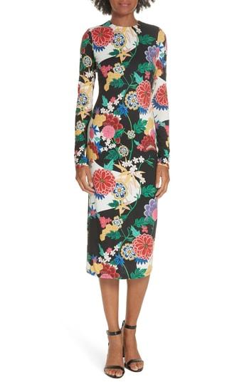 Women's Alice + Olivia Delora Mock Neck Midi Sheath Dress