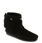 Women's Minnetonka Fringed Moccasin Bootie M - Black