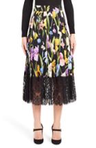 Women's Dolce & Gabbana Iris Print Silk Blend Skirt Us / 40 It - Black