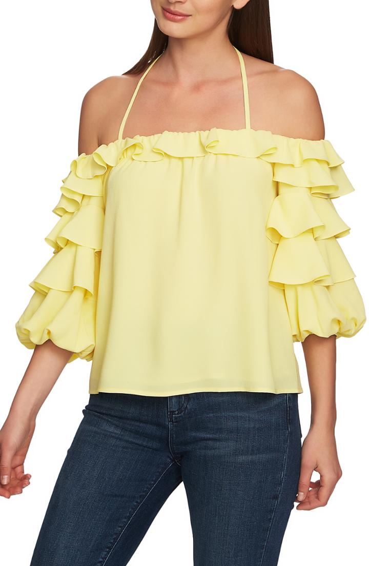 Women's 1.state Tiered Ruffle Sleeve Blouse - Orange
