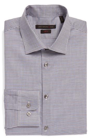 Men's John Varvatos Star Usa Slim Fit Stretch Check Dress Shirt .5 L - Blue