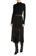 Women's Maje Lace Inset Pleated Midi Skirt