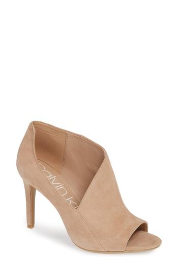 Women's Calvin Klein Nastassia Peep Toe Pump M - Beige