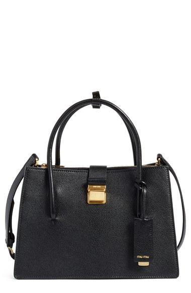 Miu Miu 'small Madras' Goatskin Leather Satchel -