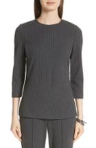 Women's St. John Collection Pinstripe Double Face Jersey Top - Grey