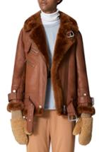 Women's The Arrivals Moya Iii Oversize Leather & Genuine Shearling Jacket - Brown