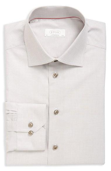 Men's Eton Contemporary Fit Check Dress Shirt .5 - Brown