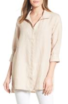 Petite Women's Foxcroft Chambray Linen Tunic P - Beige