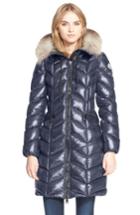 Women's Moncler 'bellette' Lacquer Down Coat With Genuine Fox Fur Ruff